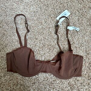 Aerie Smoothez Unlined Balconette Mesh Bra Size 34C  Brown NWT!